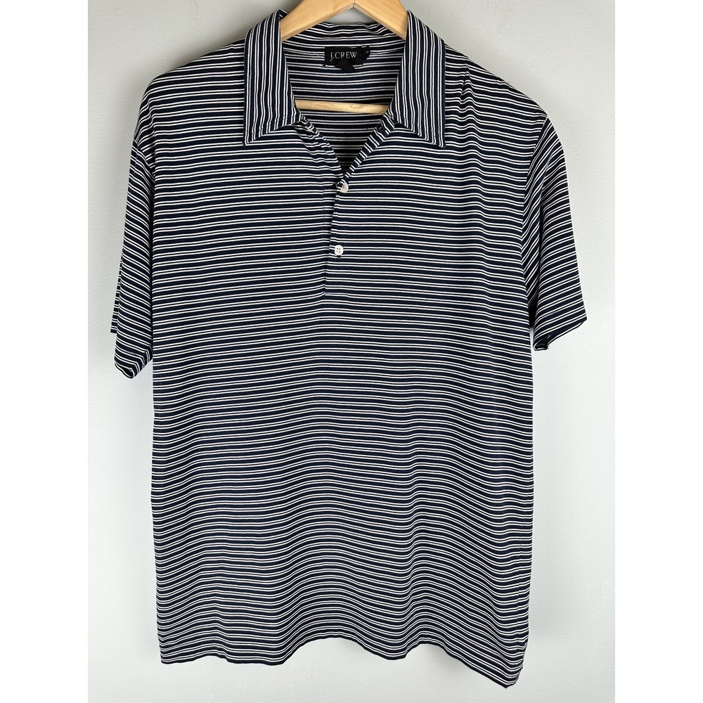 J Crew Men's Polo Short Sleeve 1/4 Button Striped Polo Shirt Size Small